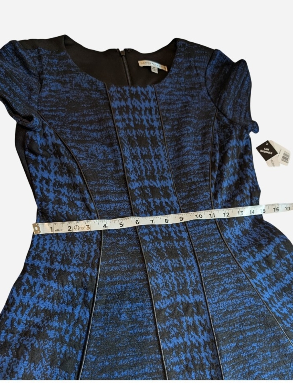 Sandra Darren Blue & Black Fit-and-Flare Mini Dress - Picture 4 of 9